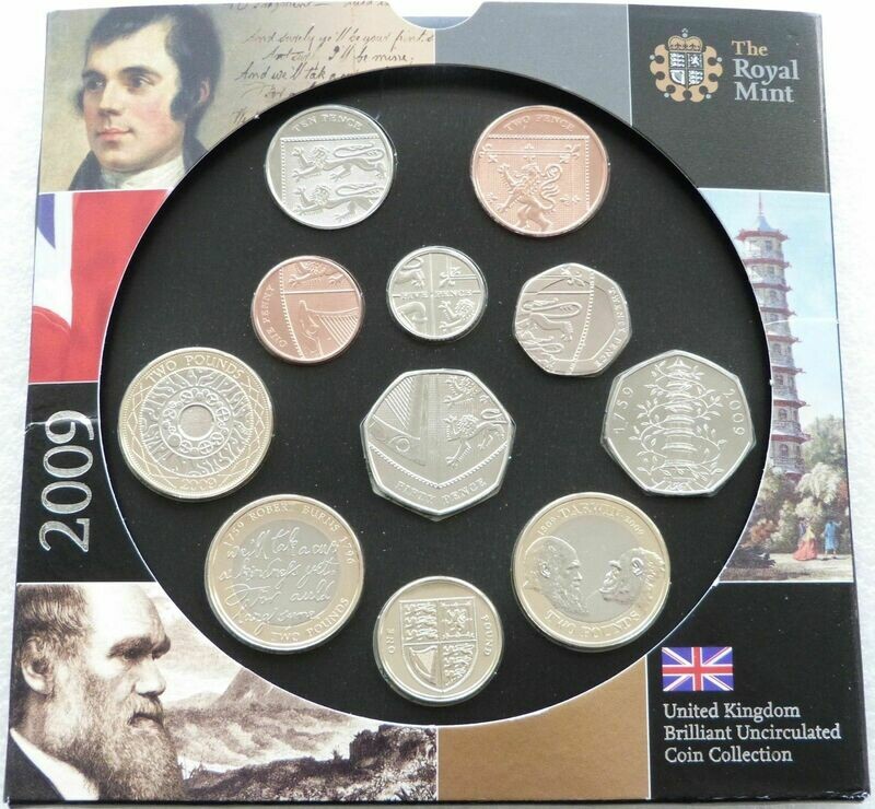 2009 Royal Mint Annual Brilliant Uncirculated 11 Coin Set - Incl Kew Gardens 50p