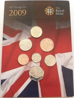 2009 All Change Royal Shield of Arms Brilliant Uncirculated 7 Coin Set
