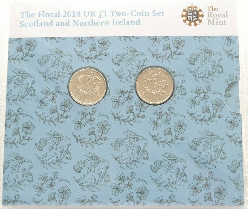 2014 British Floral Scotland Northen Ireland £1 Brilliant Uncirculated 2 Coin Set