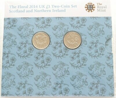 2014 British Floral Scotland Northen Ireland £1 Brilliant Uncirculated 2 Coin Set