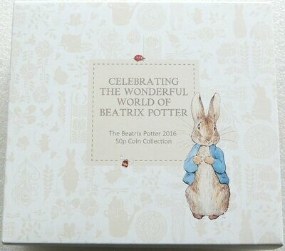 2016 Beatrix Potter Peter Jemima Tiggy Nutkin 50p Brilliant Uncirculated 5 Coin Set Boxed