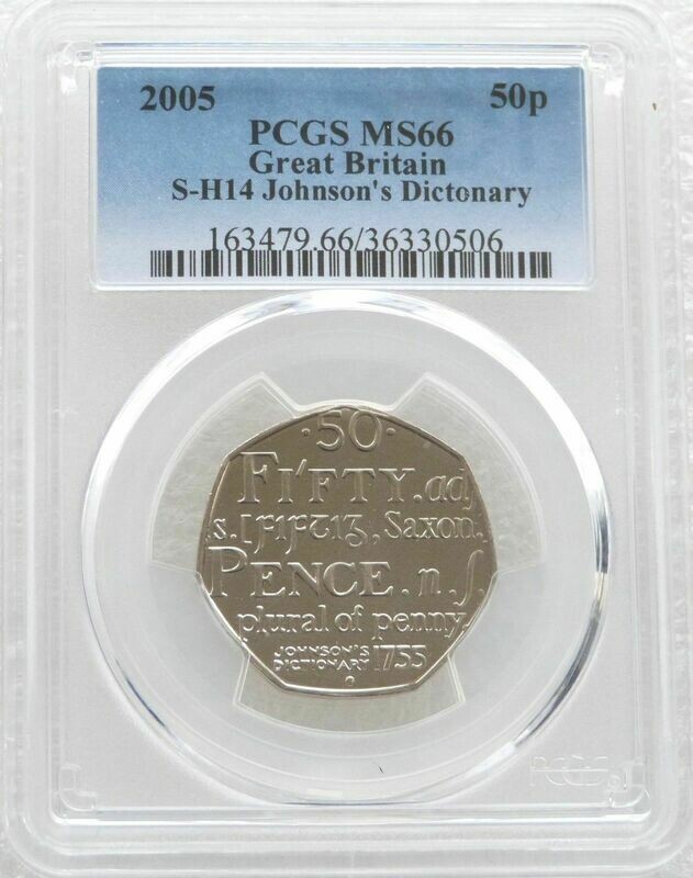 2005 Dictionary 50p Brilliant Uncirculated Coin PCGS MS66