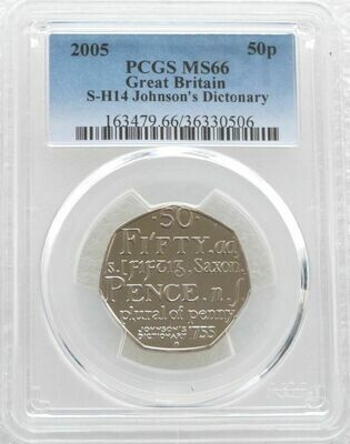 2005 Dictionary 50p Brilliant Uncirculated Coin PCGS MS66