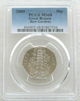 2009 Kew Gardens 50p Brilliant Uncirculated Coin PCGS MS68