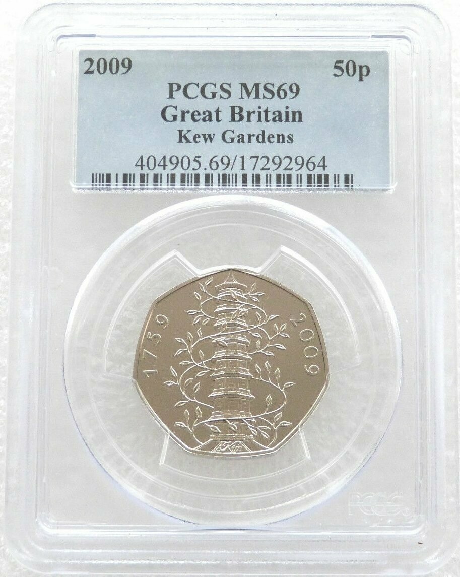 2009 Kew Gardens 50p Brilliant Uncirculated Coin PCGS MS69