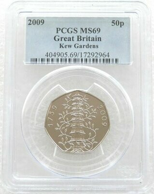 2009 Kew Gardens 50p Brilliant Uncirculated Coin PCGS MS69