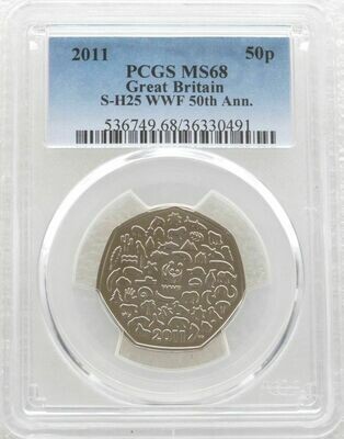 2011 World Wildlife Fund WWF 50p Brilliant Uncirculated Coin PCGS MS68
