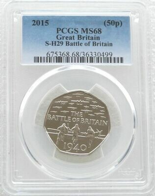 2015 Battle of Britain 50p Brilliant Uncirculated Coin PCGS MS68 - No Denomination