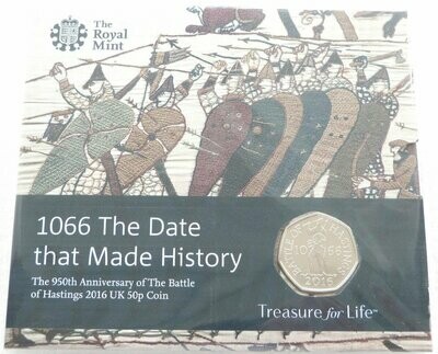 2016 Battle of Hastings 50p Brilliant Uncirculated Coin Pack Sealed