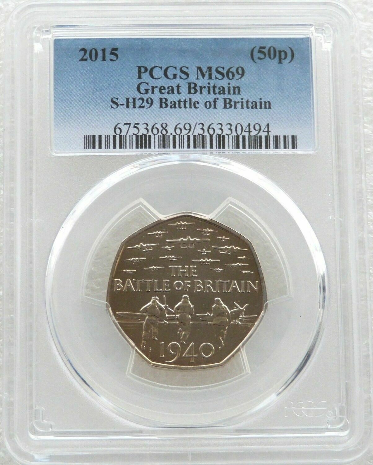2015 Battle of Britain 50p Brilliant Uncirculated Coin PCGS MS69 - No Denomination