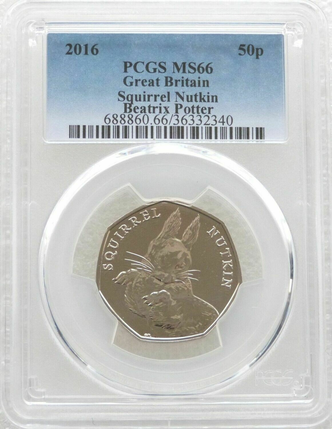 2016 Squirrel Nutkin 50p Brilliant Uncirculated Coin PCGS MS66