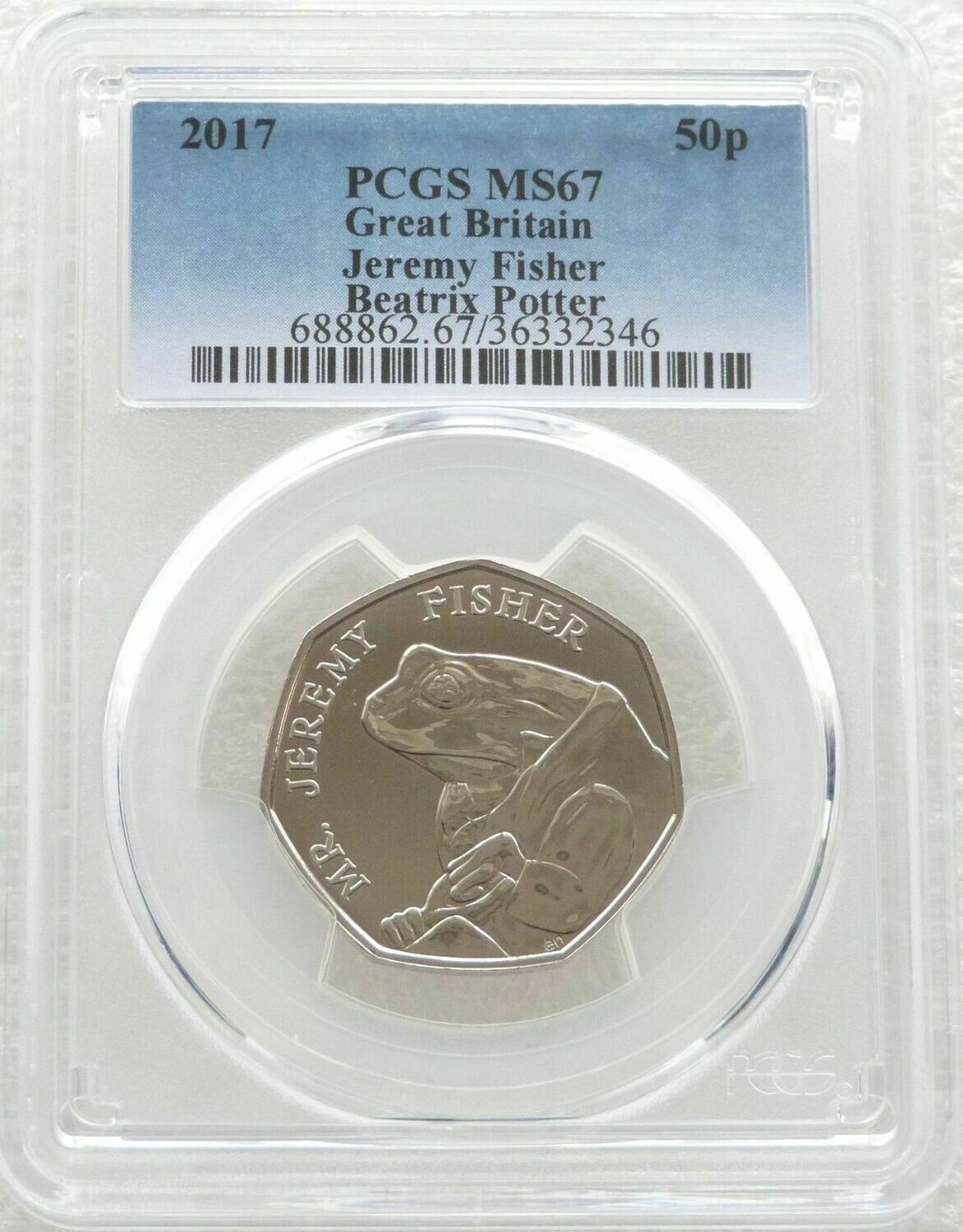 2017 Mr Jeremy Fisher 50p Brilliant Uncirculated Coin PCGS MS67