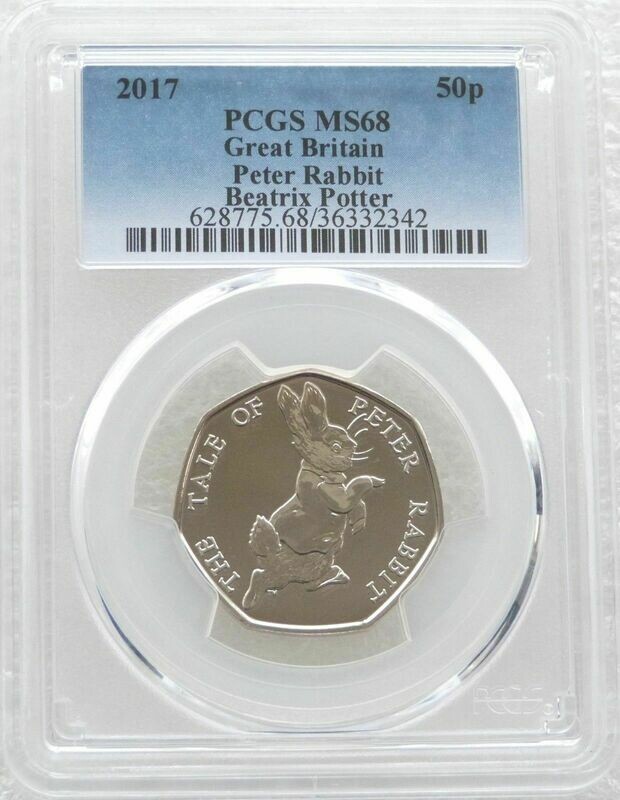 2017 Peter Rabbit 50p Brilliant Uncirculated Coin PCGS MS68