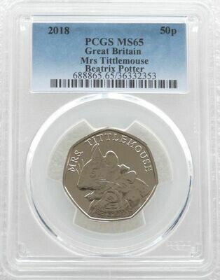 2018 Mrs Tittlemouse 50p Brilliant Uncirculated Coin PCGS MS65