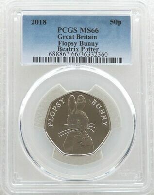 2018 Flopsy Bunny 50p Brilliant Uncirculated Coin PCGS MS66