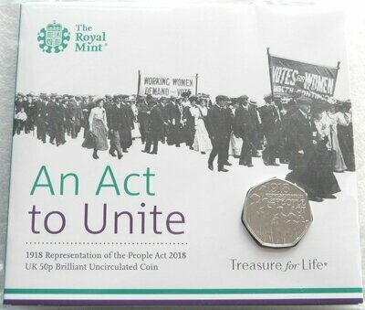 2018 Representation of the People Act 50p Brilliant Uncirculated Coin Pack Sealed