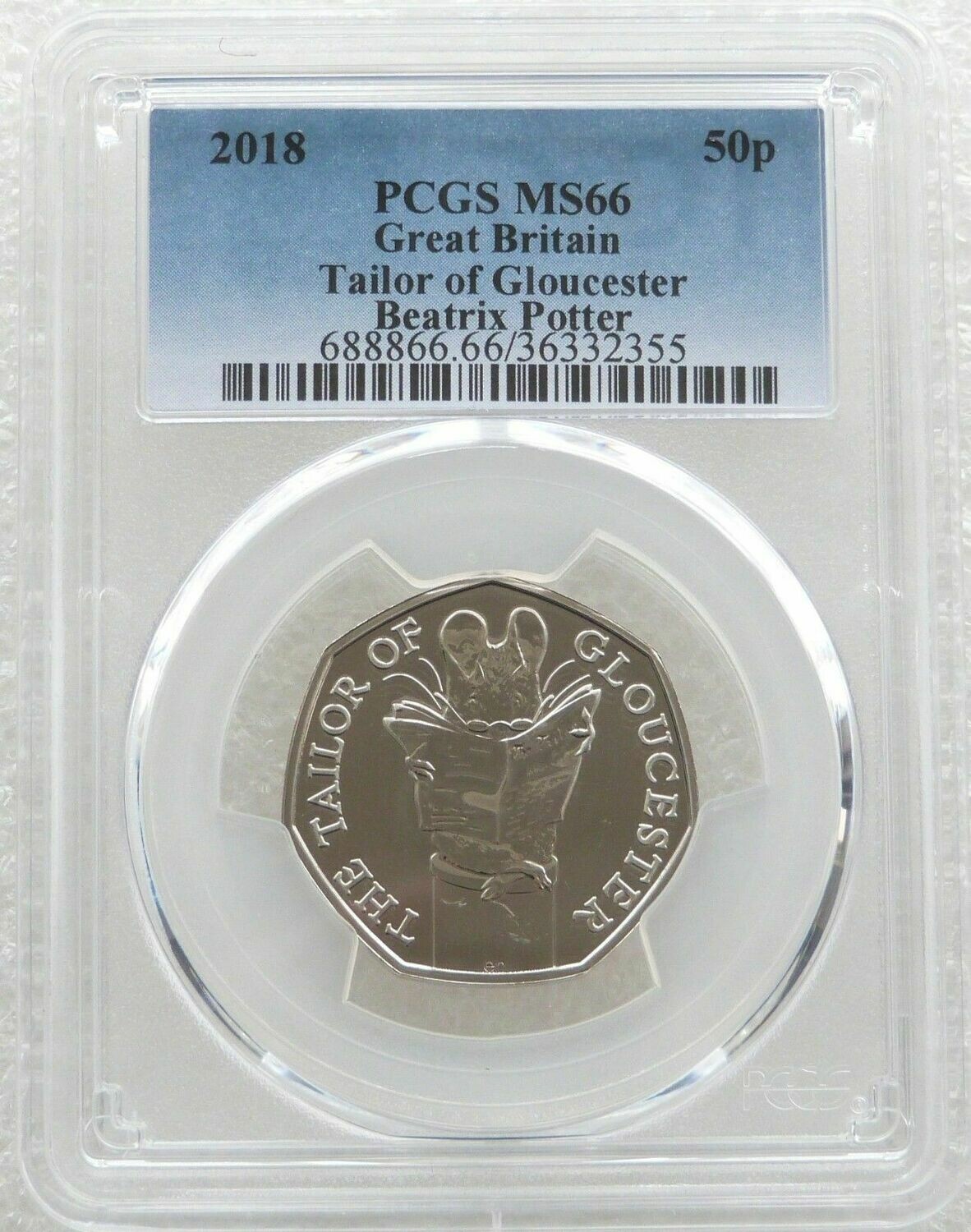 2018 Tailor of Gloucester 50p Brilliant Uncirculated Coin PCGS MS66
