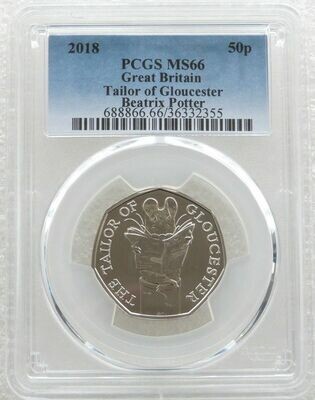 2018 Tailor of Gloucester 50p Brilliant Uncirculated Coin PCGS MS66