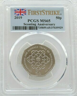 2019 Girlguiding 50p Brilliant Uncirculated Coin PCGS MS65 First Strike