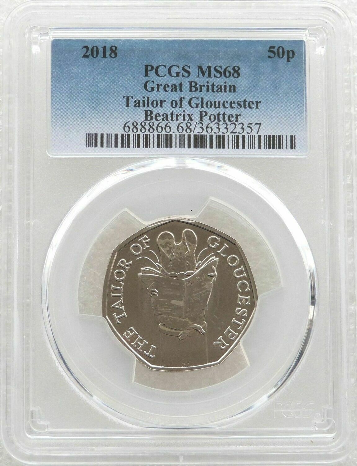2018 Tailor of Gloucester 50p Brilliant Uncirculated Coin PCGS MS68