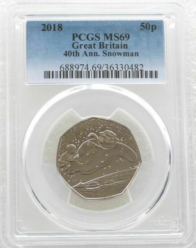 2018 The Snowman 40th Anniversary 50p Brilliant Uncirculated Coin PCGS MS69