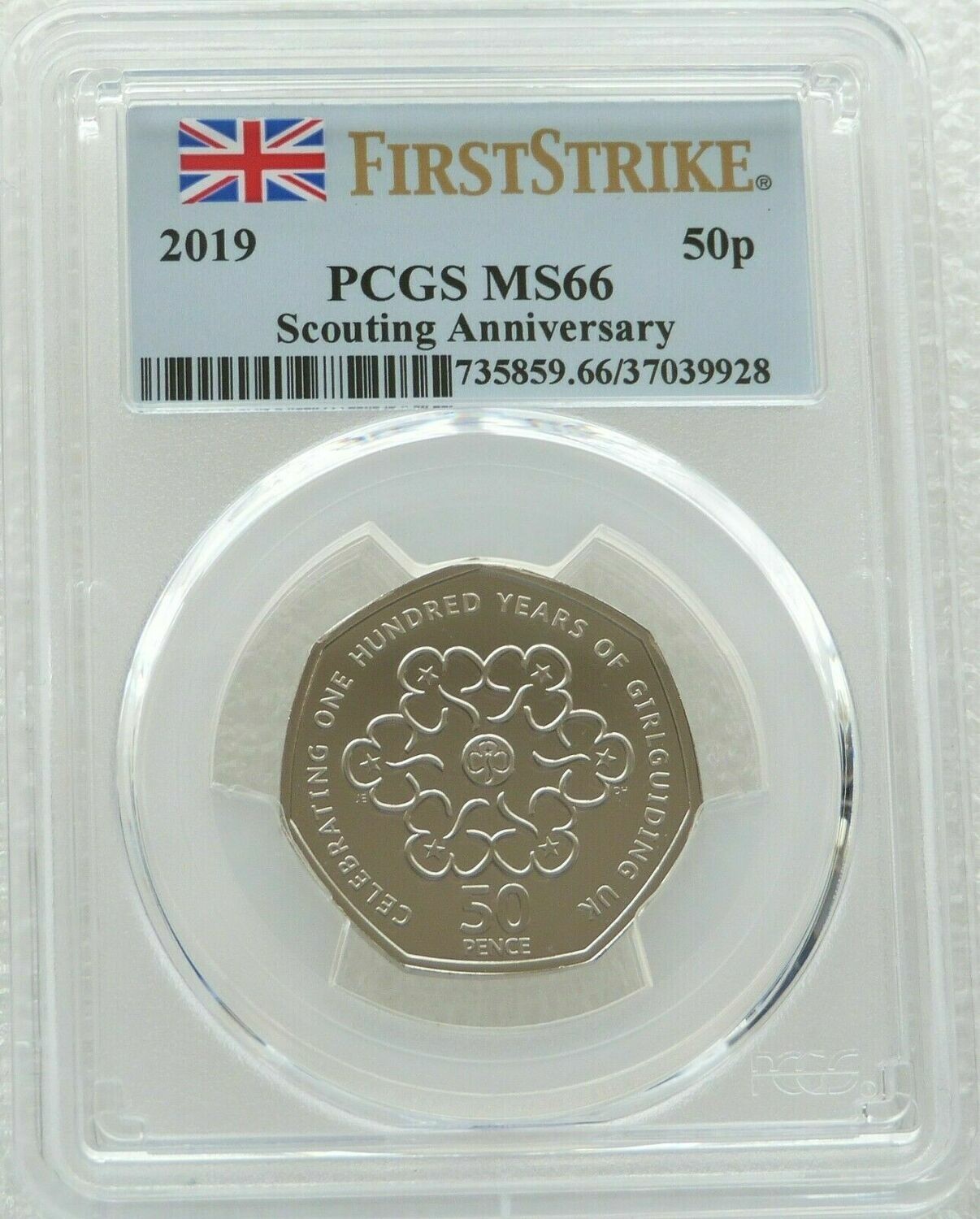 2019 Girlguiding 50p Brilliant Uncirculated Coin PCGS MS66 First Strike
