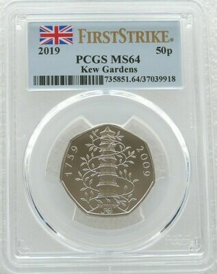 2019 Kew Gardens 50p Brilliant Uncirculated Coin PCGS MS64 First Strike
