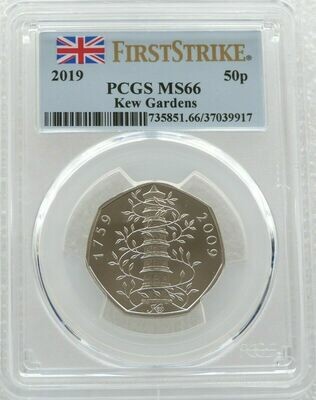 2019 Kew Gardens 50p Brilliant Uncirculated Coin PCGS MS66 First Strike