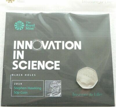 2019 Stephen Hawking 50p Brilliant Uncirculated Coin Pack Sealed