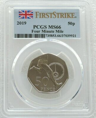 2019 Roger Bannister 50p Brilliant Uncirculated Coin PCGS MS66 First Strike