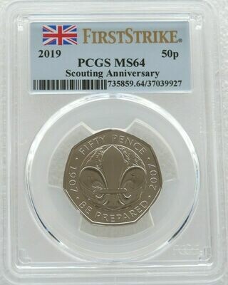 2019 Scout Movement 50p Brilliant Uncirculated Coin PCGS MS64 First Strike