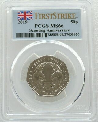 2019 Scout Movement 50p Brilliant Uncirculated Coin PCGS MS66 First Strike