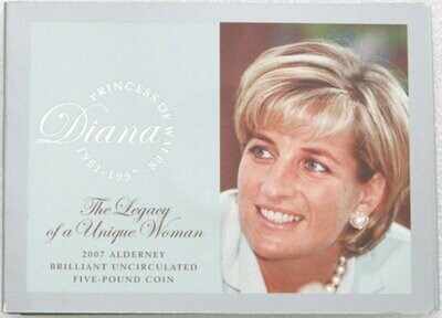 2007 Alderney Lady Diana £5 Brilliant Uncirculated Coin Pack