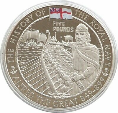 2009 Alderney History of the Royal Navy Alfred the Great £5 Proof Coin
