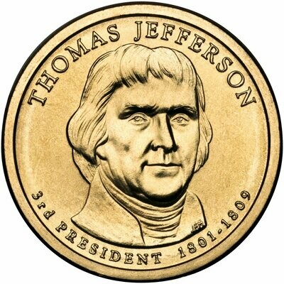 2007 American Presidential Dollar Thomas Jefferson $1 Coin