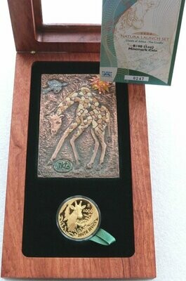 2006-EWT South Africa Natura Launch Mint Mark Giraffe 100 Rand Gold Proof 1oz Coin Box Coa