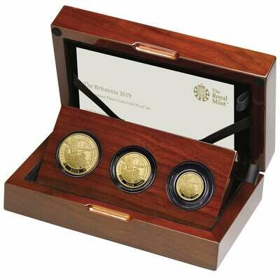 2019 Britannia Premium Gold Proof 3 Coin Set Box Coa - Mintage 116