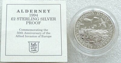 1994 Alderney D-Day Landings £2 Silver Proof Coin