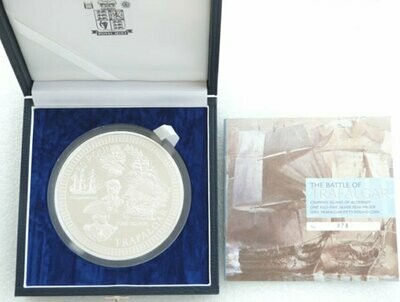 2005 Alderney Battle of Trafalgar £50 Silver Proof Kilo Coin Box Coa