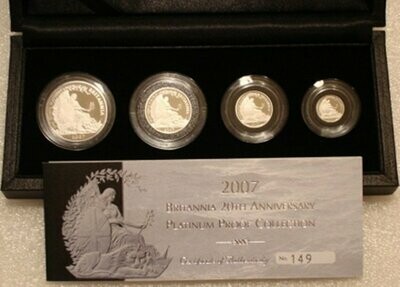 2007 Britannia Platinum Proof 4 Coin Set Box Coa