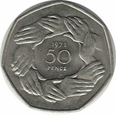1973 Accession to the EEC Hands 50p Coin
