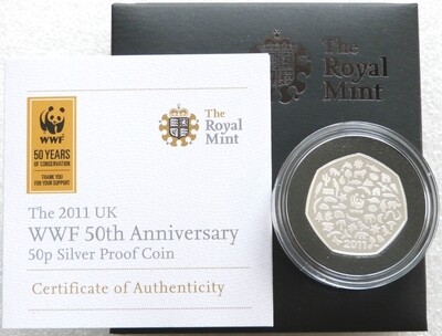 2011 World Wildlife Fund WWF 50p Silver Proof Coin Box Coa