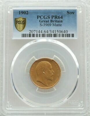 1902 Edward VII Coronation Full Sovereign Gold Matte Proof Coin PCGS PR64
