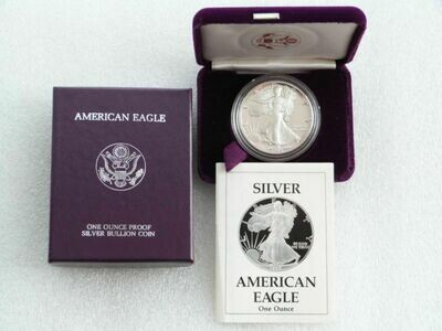 1992-S American Eagle $1 Silver Proof 1oz Coin Box Coa