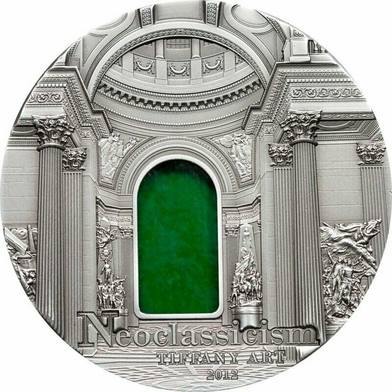 2012 Palau Tiffany Art Neoclassicism $10 Silver 2oz Coin Box Coa