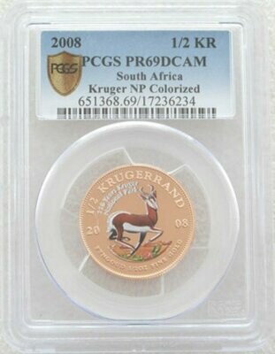 2008 South Africa Kruger National Park Half Krugerrand Gold Proof 1/2oz Coin PCGS PR69 DCAM