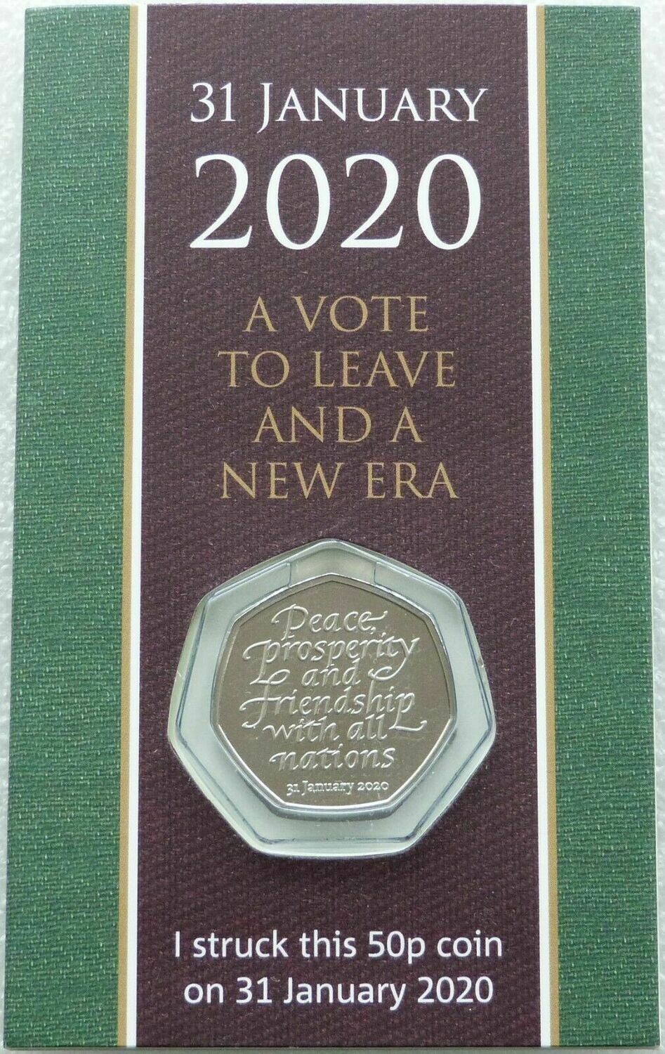 2020 Struck on the Day Withdrawal from the EU Brexit 50p Brilliant Uncirculated Coin Pack