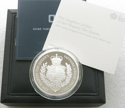2017 Sapphire Jubilee £10 Silver Proof 5oz Coin Box Coa