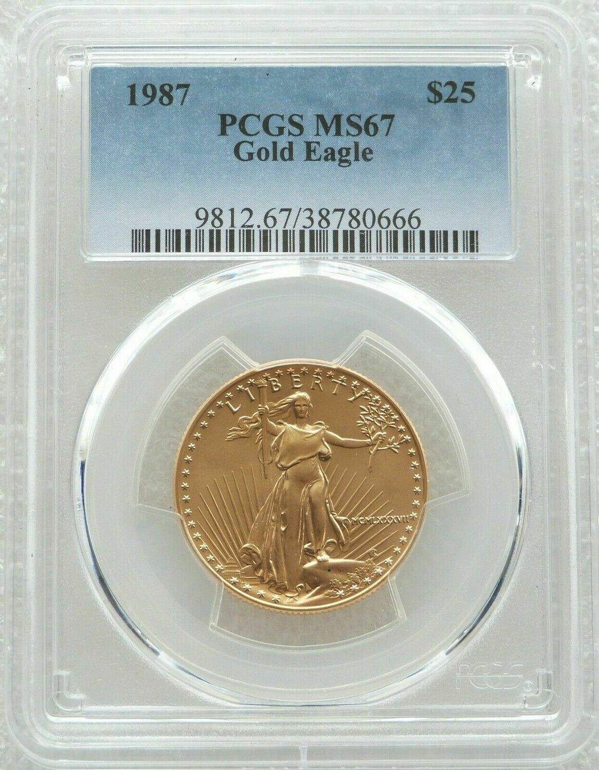 1987 American Eagle $25 Gold 1/2oz Coin PCGS MS67