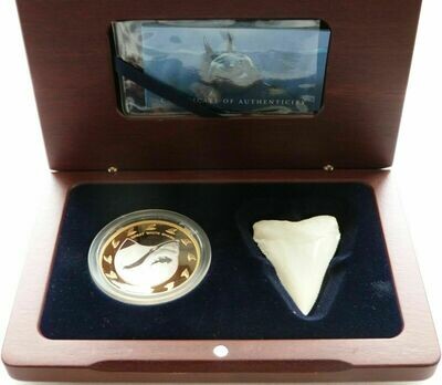 2005 Cook Islands Great White Shark Bi-Metal $150 Gold Silver Proof 2oz Coin Box Coa
